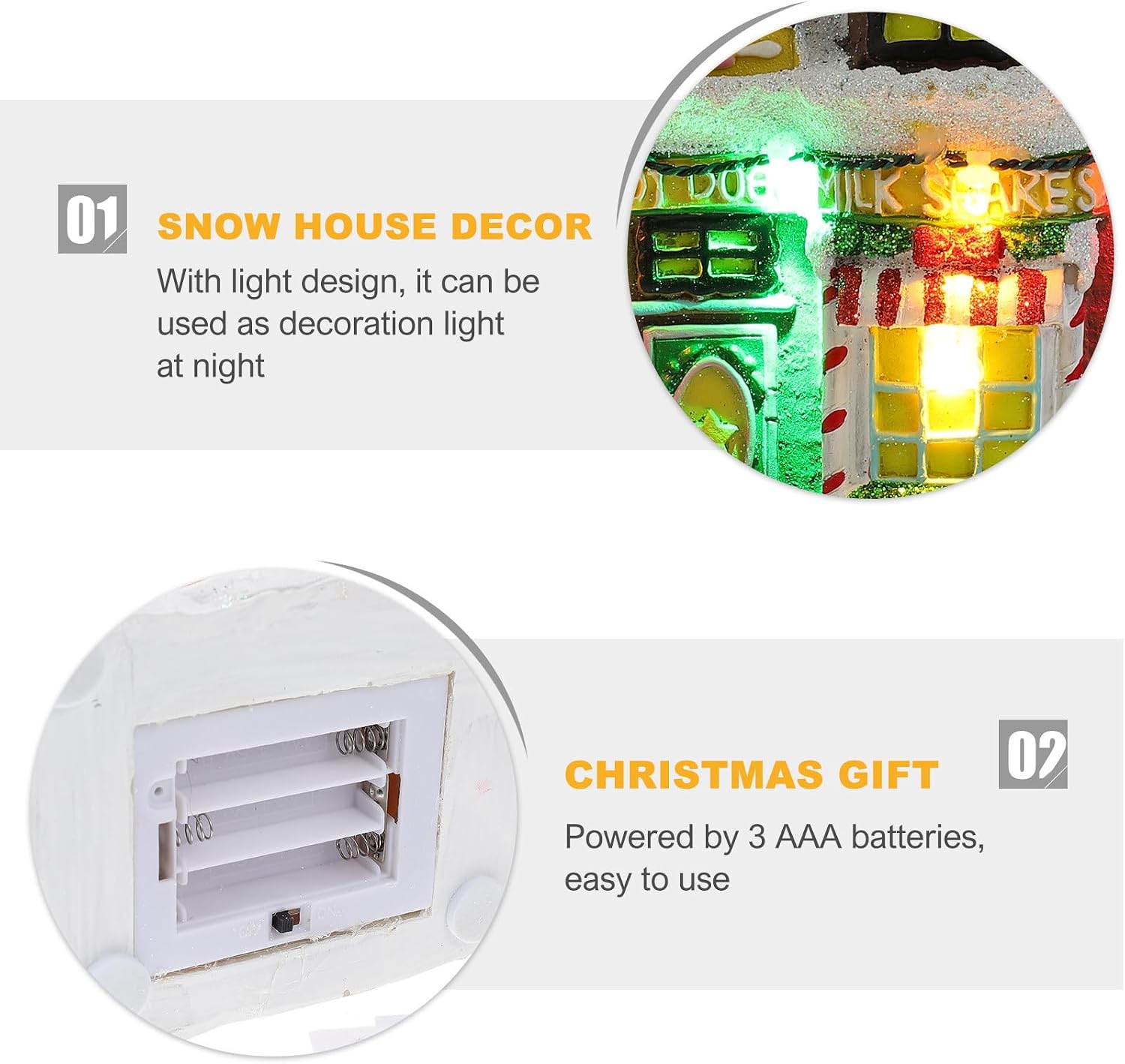 Xmas Resin Luminous Snow House Adorn with LED Light for Home