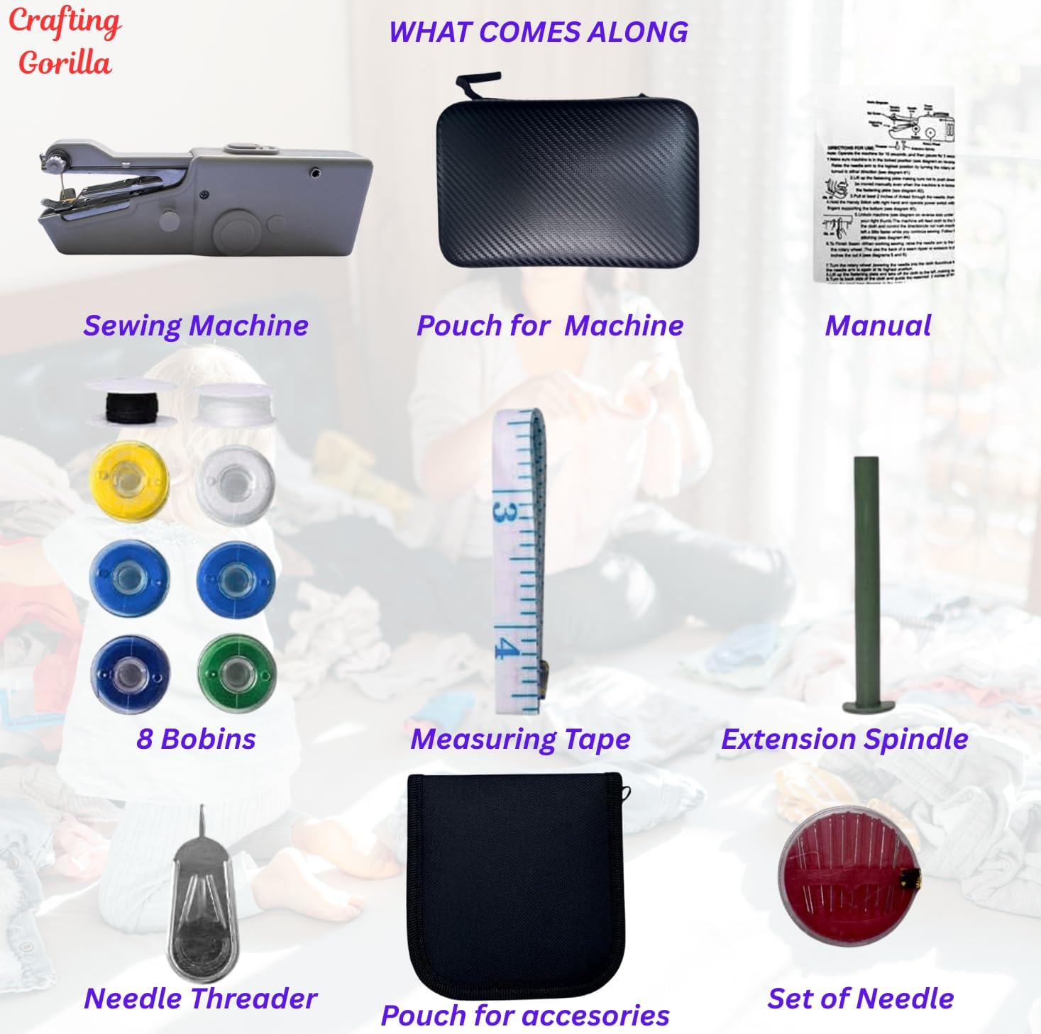 Handheld Sewing Machine with Sewing Supplies, Mini Sewing