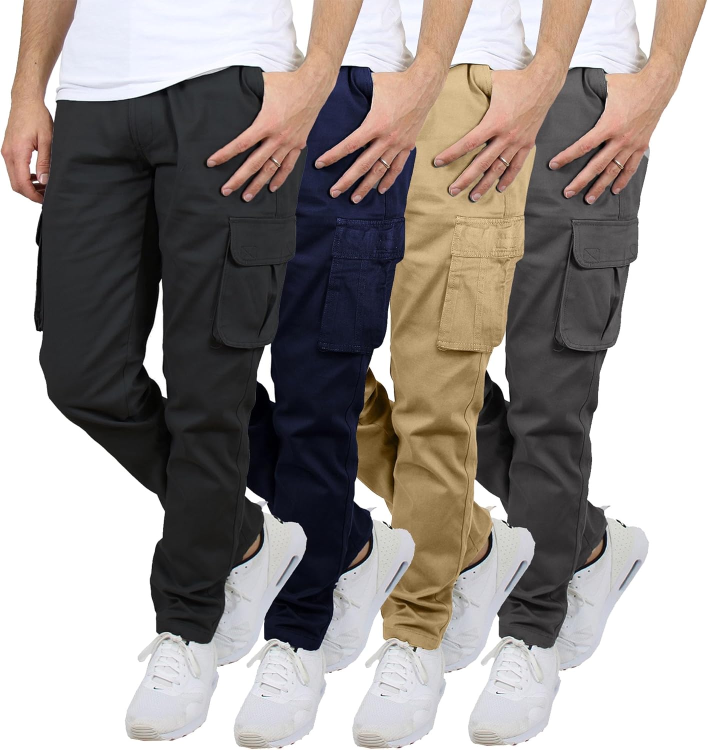 Cargo Pants for Men 3-Pack Flex Stretch Utility Trousers Durable Work Outdoor Wear Mens Cargo Pants 31 Inch Inseam