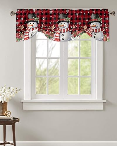 Miniatura 2 de Cenefas de Navidad con diseño de muñeco de nieve para ventanas, muñeco de nieve de Navidad, cardenal, rojo, negro, búfalo, a cuadros, bolsillo para