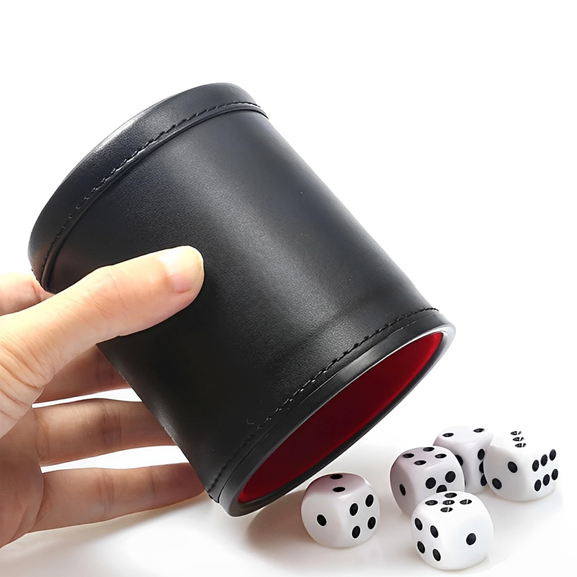 Cubo De Dados De Piel Sintética Con Base De Felpa – Agitador Silencioso Para Juegos De Mesa (7.8 X 9.3 Cm)