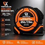 AutoLock Bande de mesure de poids lourd auto-décollant bande de mesure avec crochet multi-correspondance, 1-Inch Lame large double échelle Impériale & Outil rétractable métrique durable pour la construction & DIY (7,5m/25ft)