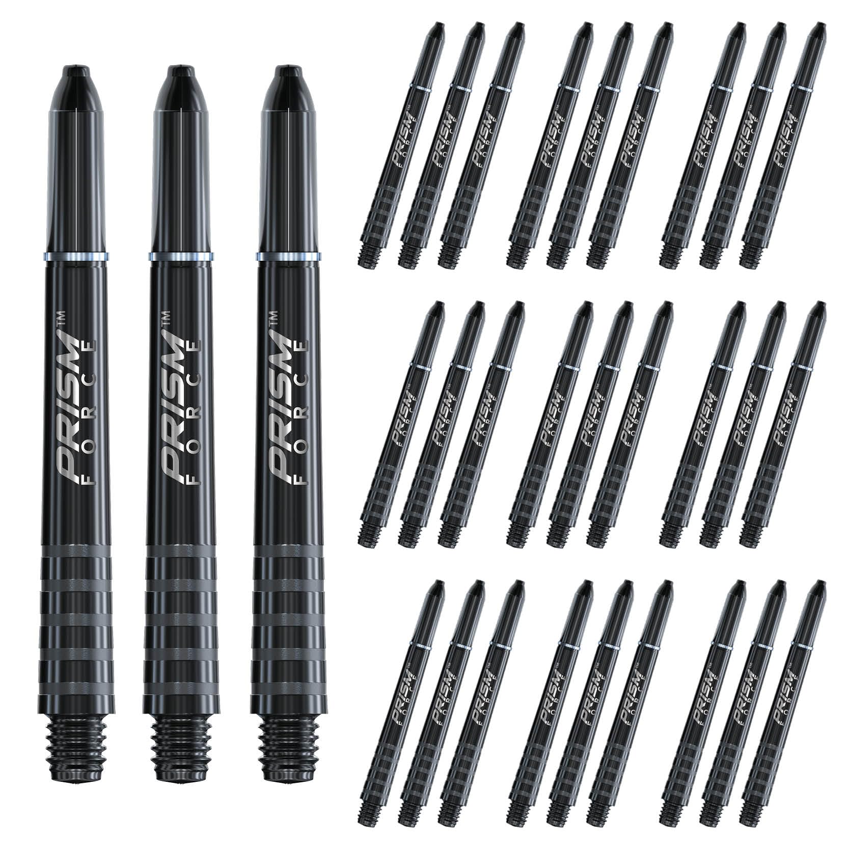 WINMAUPrism Force Solid Black Medium Polycarbonate Dart Stems (Shafts) - 10 sets per pack (30 dart stems in total)