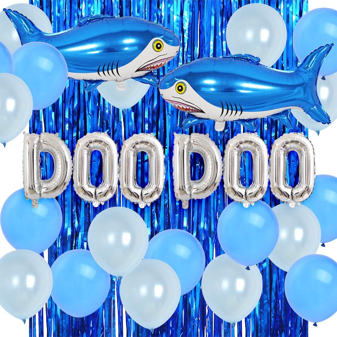 Shark Doo Doo Party Decorations Little Shark Cupcake Toppers Doo Doo Balloons for Birthday Baby Shower Supplies