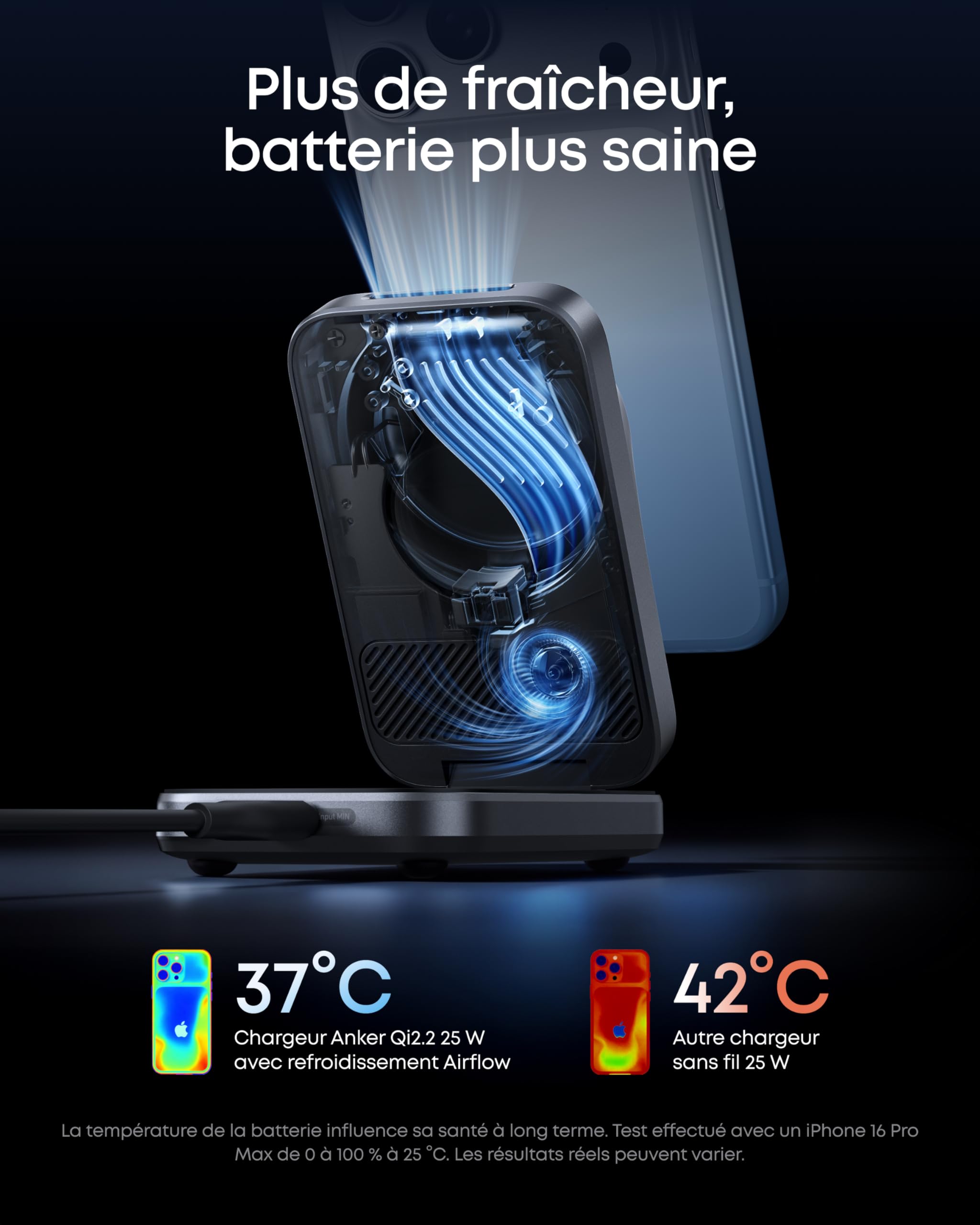 Anker Prime Chargeur MagSafe 3 en 1 Rapide 25W, Station de Charge sans Fil Certifié Qi2.2, Pliable pour iPhone 17/16/15, Apple Watch, AirPods (sans Batterie, Adaptateur Inclus) | Compatible avec MagSafe, chargeur pliable, certifié Qi2.2 de 25 W, pour iPho