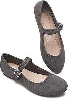 Womens Mary Jane Flats with Strap,Faux Suede Black Flats Shoes,Flats Shoes Women Dressy Comfortable