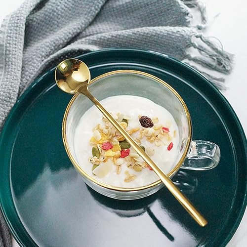 Miniatura 7 de Paquete de 4 cucharas de café de acero inoxidable, cucharas agitadoras de 6.7 pulgadas, cucharas de cóctel para café, té, postre, pastel, helado,