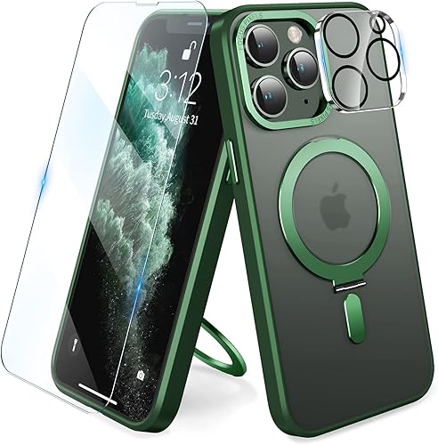 niufoey Funda para iPhone 11 Pro Max con soporte magnético invisible compatible con Magsafe a prueba de golpes, delgada, translúcida mate, para
