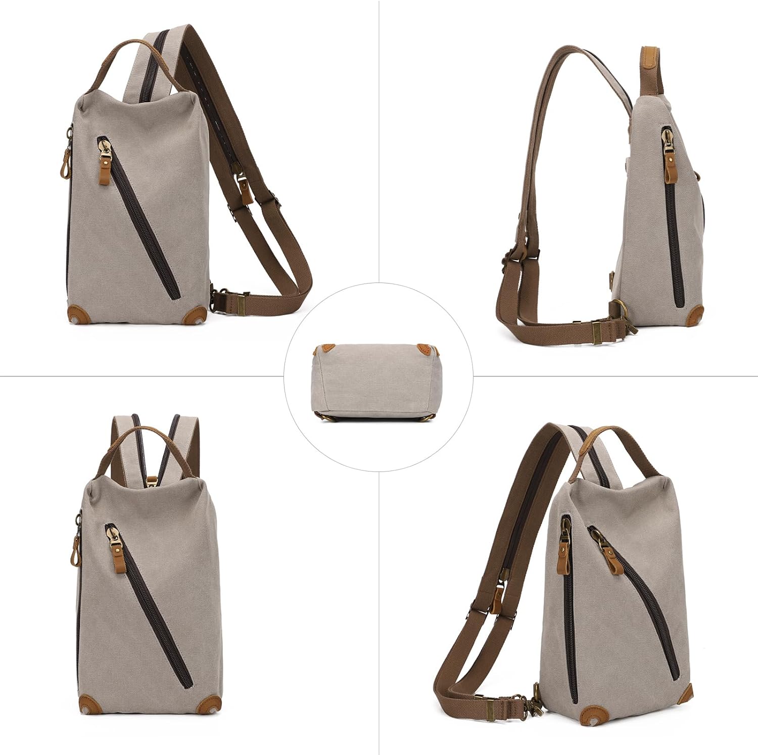 KL928 Canvas Sling Bag crossbody Bags Small Backpack Pack Travel Purse convertible purses for Women Men - Image 9