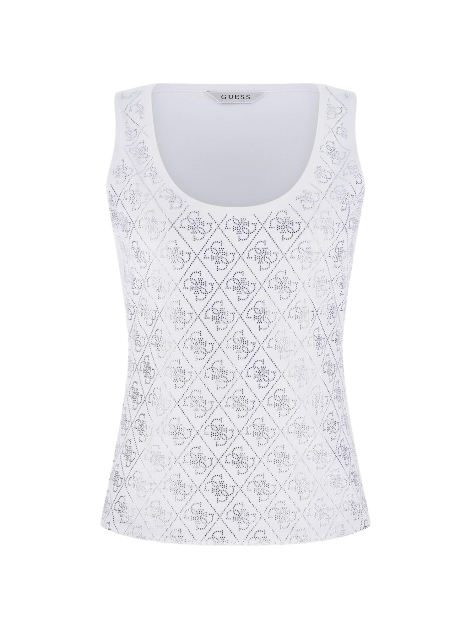 GUESS Top Donna Canotta Tank 4G all Over Bianco ES26GU47 W6GP10K2932 G011 (IT, Testo, M, Regular, Regular, Bianco)