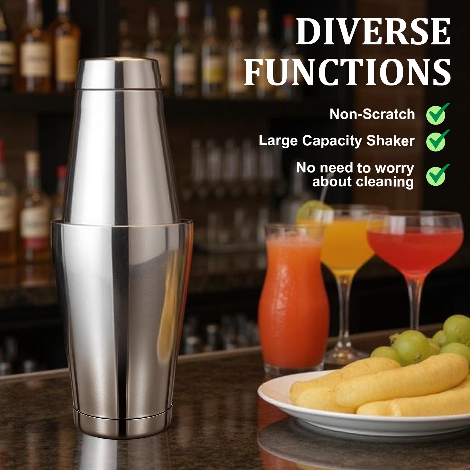 Giantree Set di 6 shaker per cocktail, professionale Boston Bar, in acciaio inox, set per baristi, strumenti essenziali da bar, shaker per baristi, 590 ml, 24 0 z