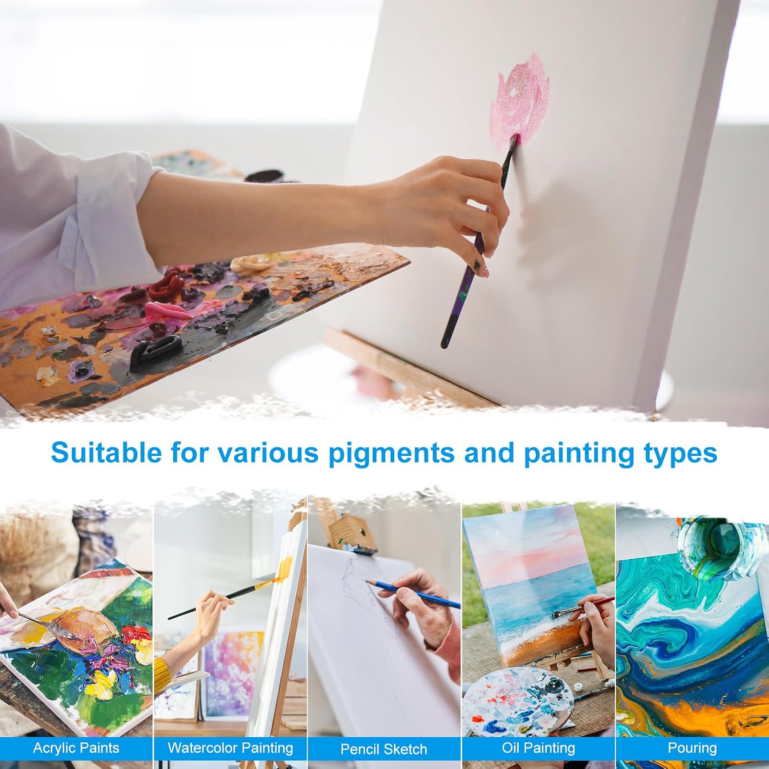 Stretched Canvas for Painting 12 x 16 Inch, 3 Pack Blank Canvas, Triple Primed Acid-Free Cotton, Canvas for Acrylic Oil Pouring & Wet Media
