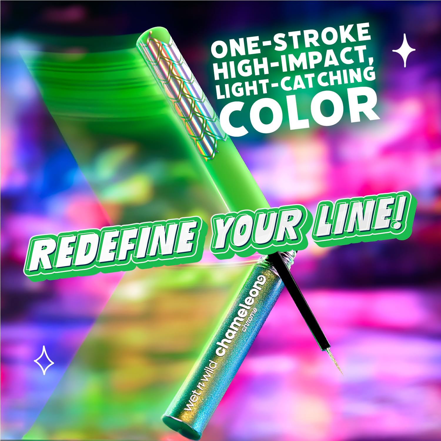 Wet N Wild, Chameleon Chrome Eyeliner w Płynie, z Kolorowymi Pigmentami Odbijającymi Światło i Precyzyjną Końcówką Pędzelka dla Wszechstronnych Stylizacji, Łatwa Aplikacja, Astro Pulse