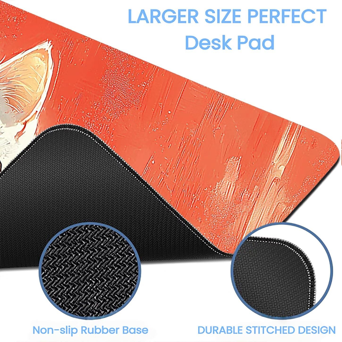 Lpfieonn Katze Schreibtischunterlage XXL, Rot Schreibtischunterlagen Großes, Gaming Mousepad XXL mit ernähter Rand und Rutschfeste Gummibasis, Wasserdicht Desk Mat für PC/Laptop/Mausa 120x60cm PF-2936