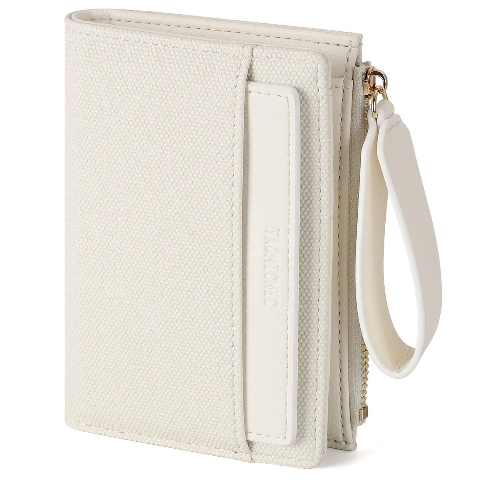 RRANCharltu Geldbörse Damen aus weichem Leder, Portemonnaie Damen klein Geldbeutel klein mit viele Kartenhalter Geldbörse mittelgroß mit Reißverschluss-Armband und Münzfach, Weiß