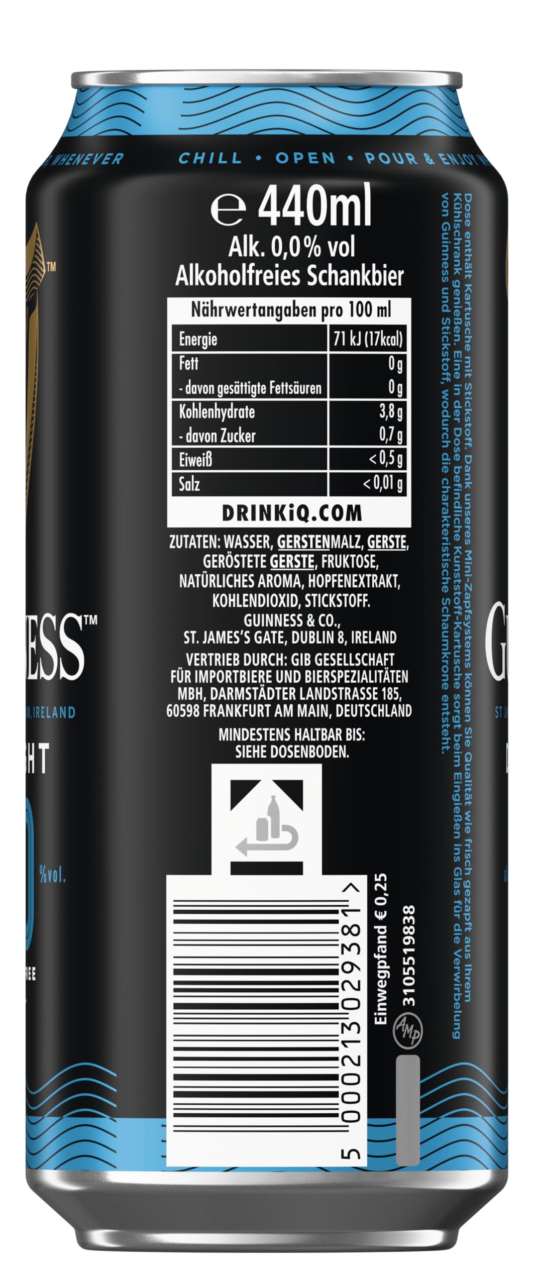 Guinness Draught 0.0 Alkoholfrei 24x0,44 L Dose