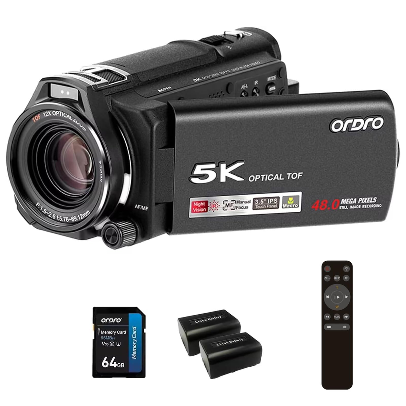 Amazon.com : ORDRO XV80 5K Video Camera Camcorder, 12X Optical