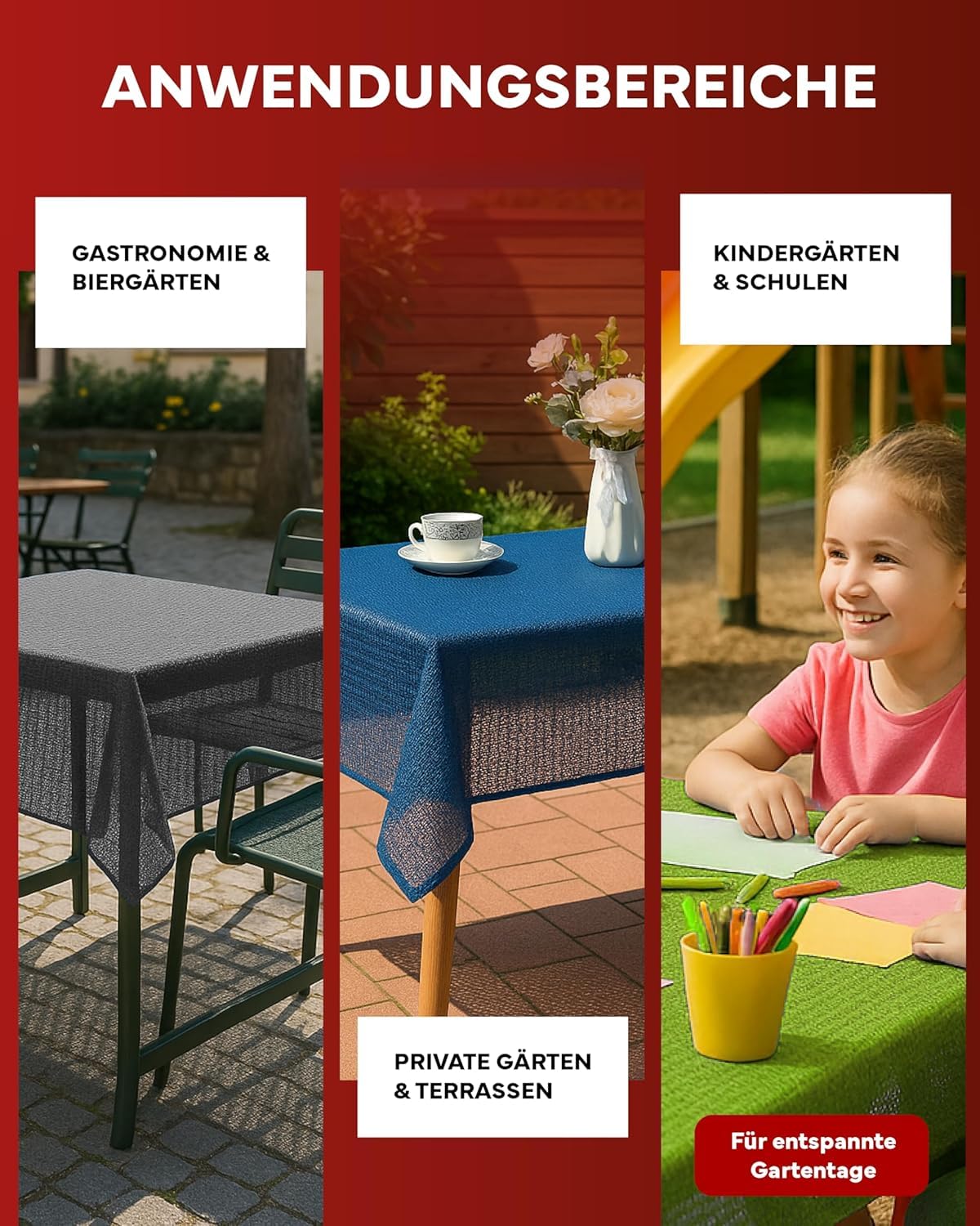 Tovaglia da giardino con orlo, lavabile, per giardino, balcone e terrazza, resistente alle intemperie (Blu, 140 x 180 cm ovale)