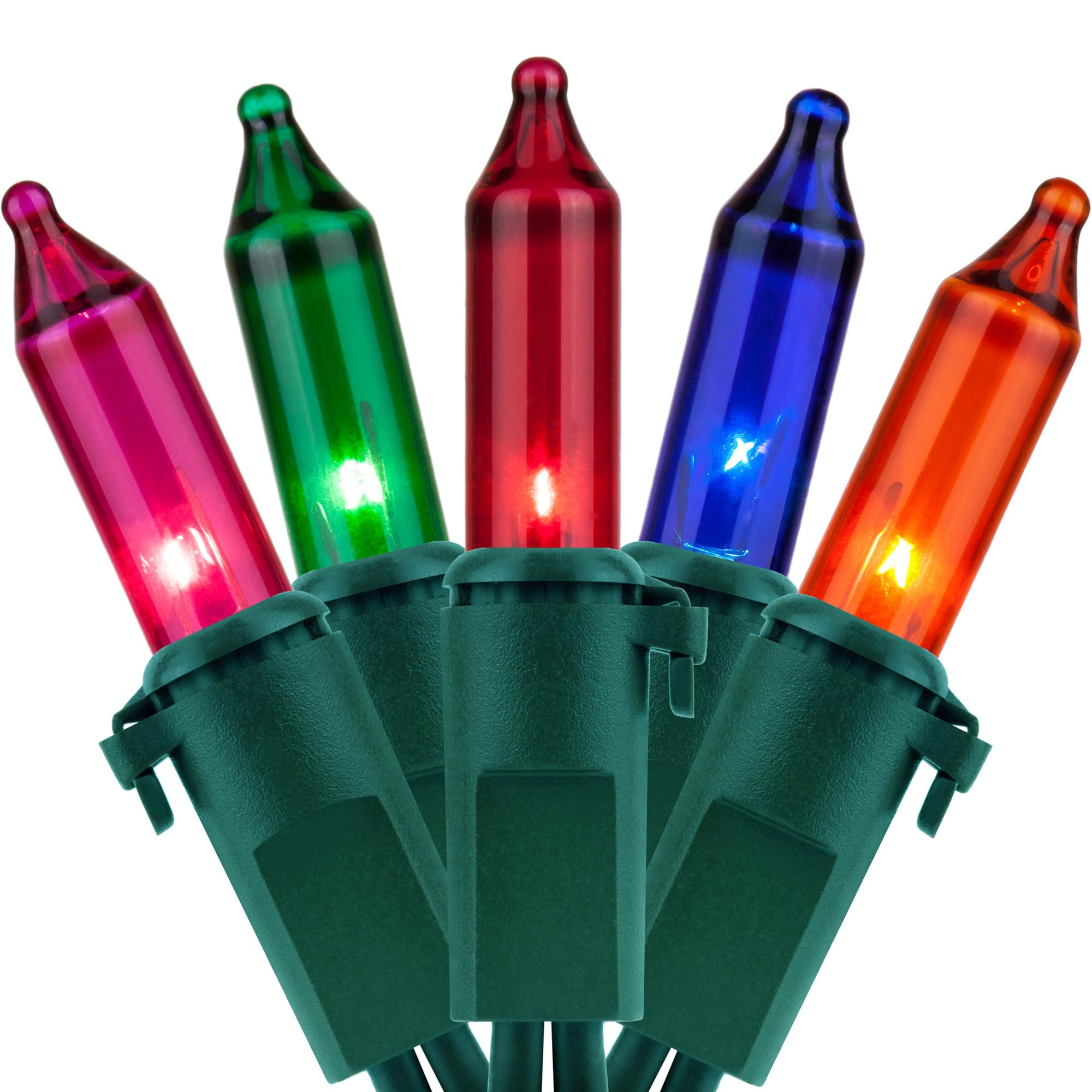YULETIME 200 Multicolor Christmas String Light, 2-Set 33' 100 ct Green Wire