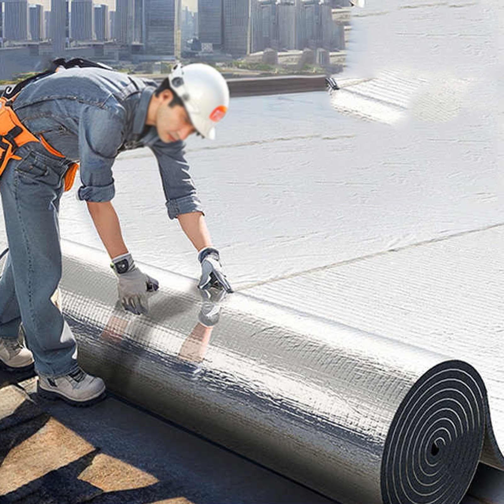 Foglio di alluminio autoadesivo, resistente al calore per pareti, tetti e pavimenti, isolamento acustico in cotone per applicazioni su pareti esterne