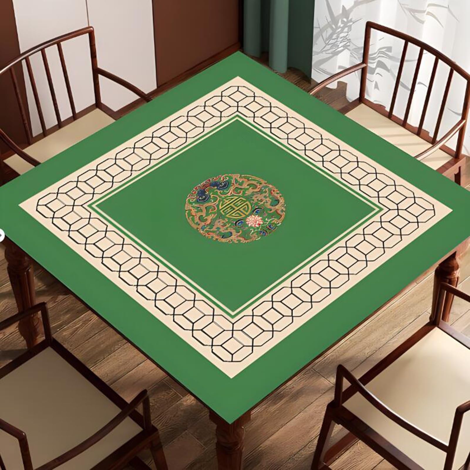 Tapis de Poker, Tapis de Table antidérapant à réduction Bruit Mahjong(Green,88x88cm (34.64x34.64in))