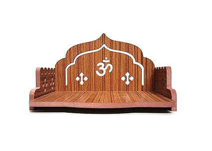 DIVOKAH Plywood Small Wooden Temple for Home Office and Shop/Sinhasan/Pooja Stand/Hindola (8.5 in * 6 in * 5.5 in) (8 MM Plywood Thickness) (WDN OMASAN)
