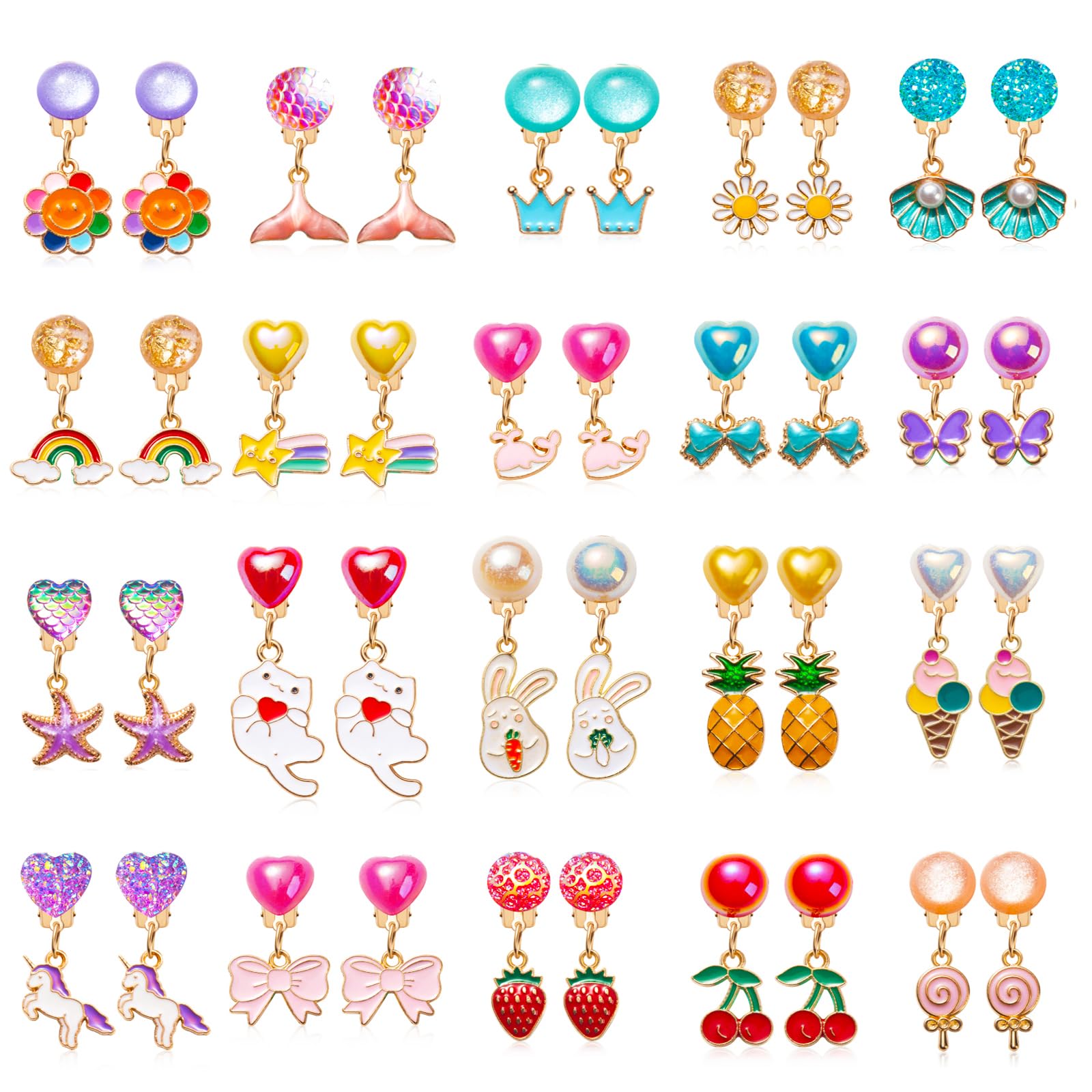 Set 7 Orecchini A Clip Per Bambine - Gioielli Senza Fori Per Principessine - Foto 3