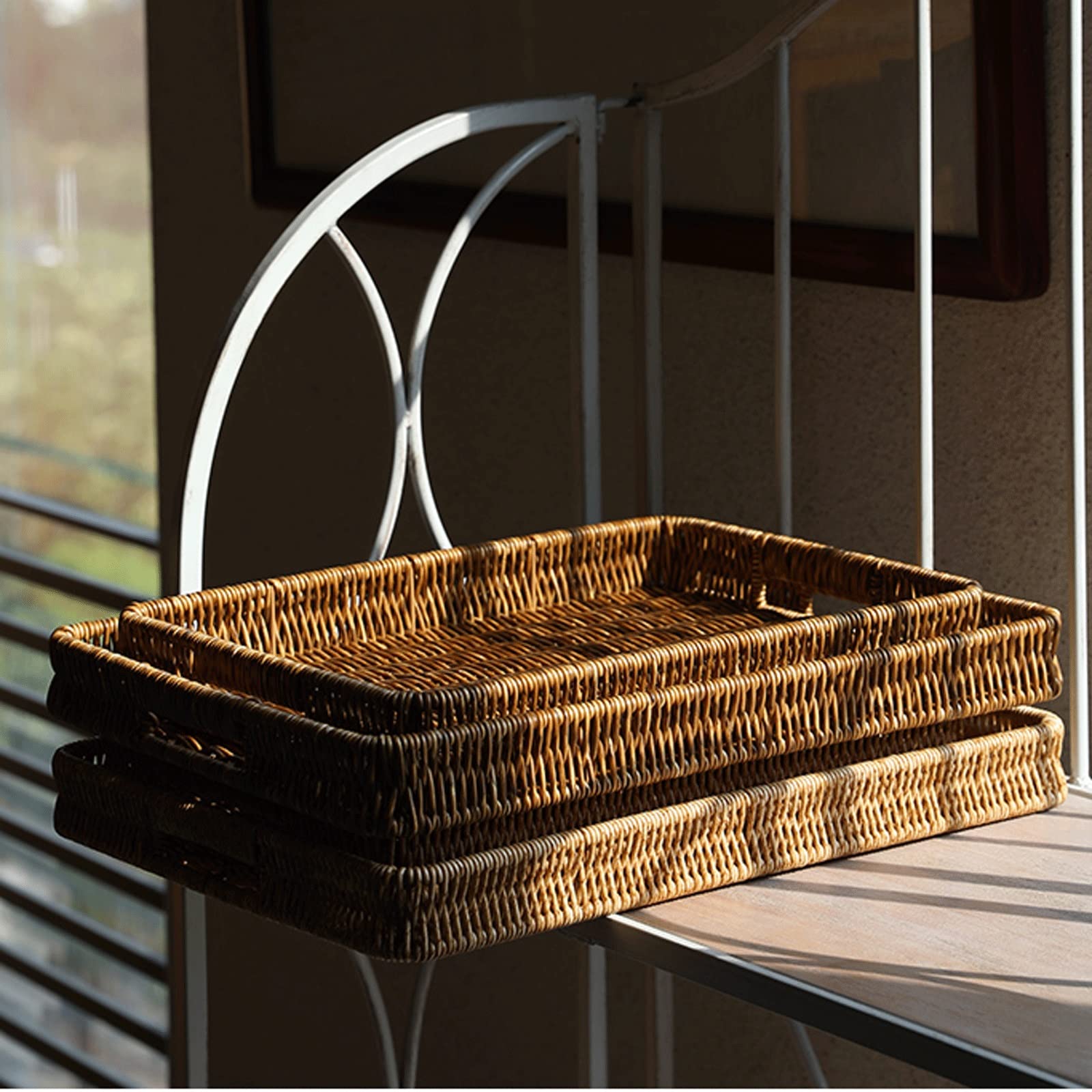 Foodservice Vassoio Vassoio for Serving Tray Maniglie da Incasso for Mangiare Il Lavoro per Feste, Tavolo, Cucina (Size : A)