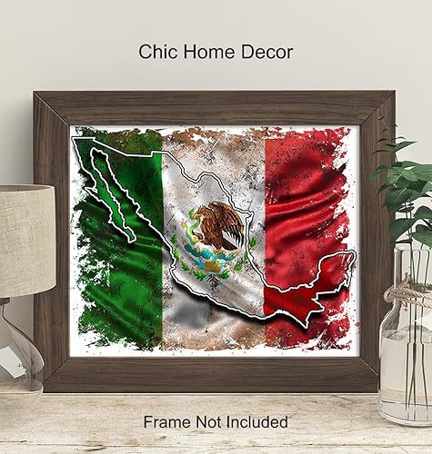 Miniatura 3 de Bandera de México, bandera mexicana, regalos de arte de pared mexicano, decoración de pared de arte chicano, bandera artes decoraciones para cuartos