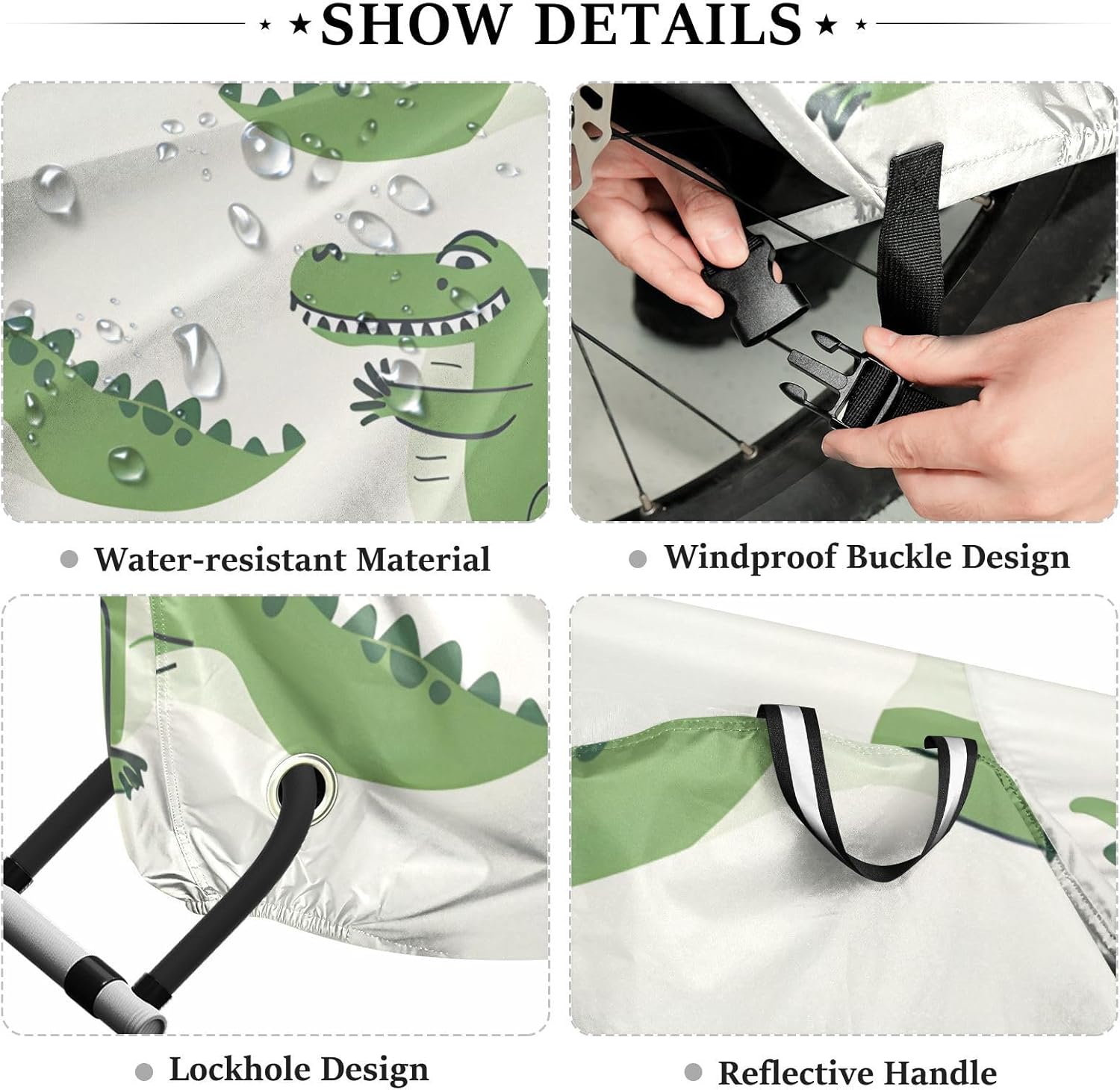 ALAZA Crocodile Animal Bike Cover Waterproof Outdoor Ebike Bicycle Covers Tarp Protection for 1/2 Bikes, Sun UV Dust Wind Proof