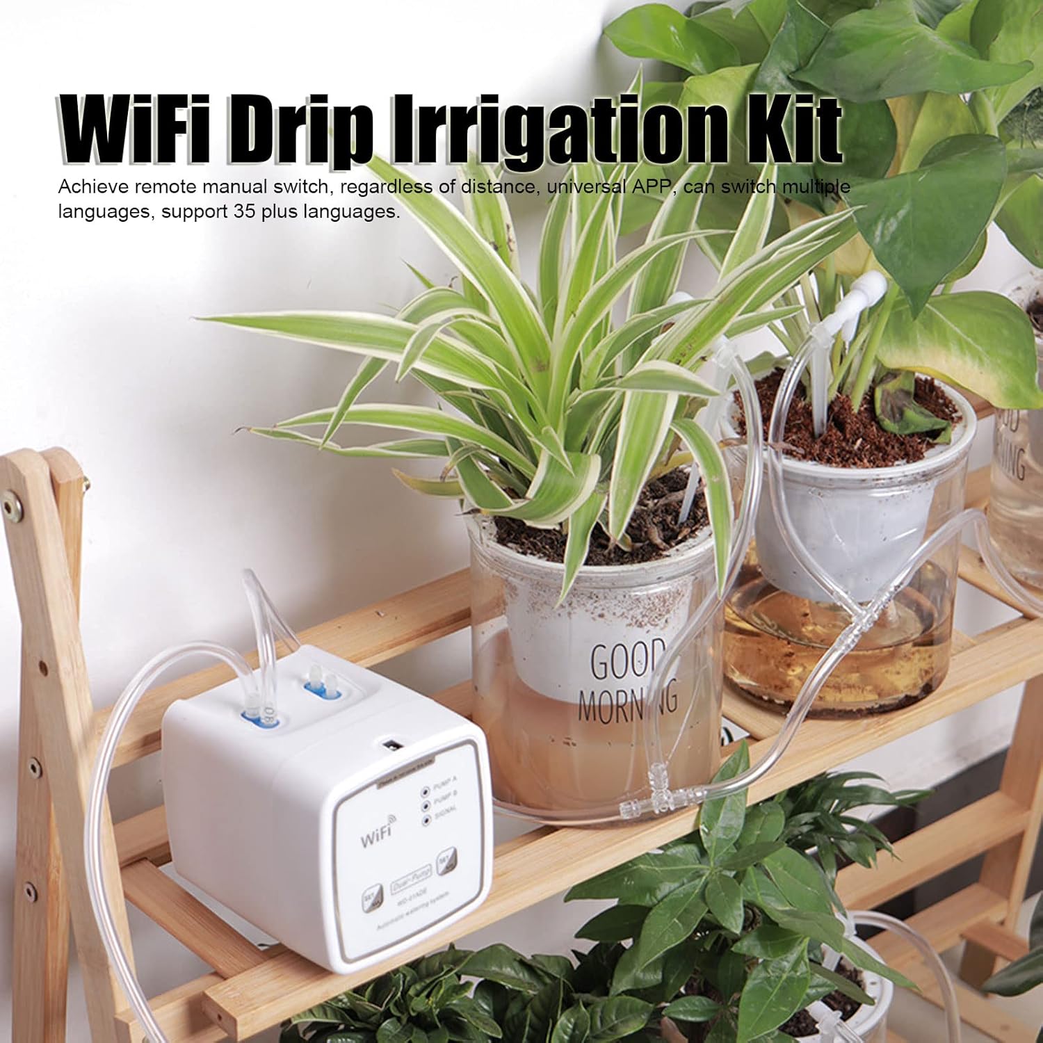 Automatic Watering System, Automatic Drip Irrigation Kit for 20 Potted Plants, Self Watering System with Timer, Cell Phone Remote Control, Distribution of Water