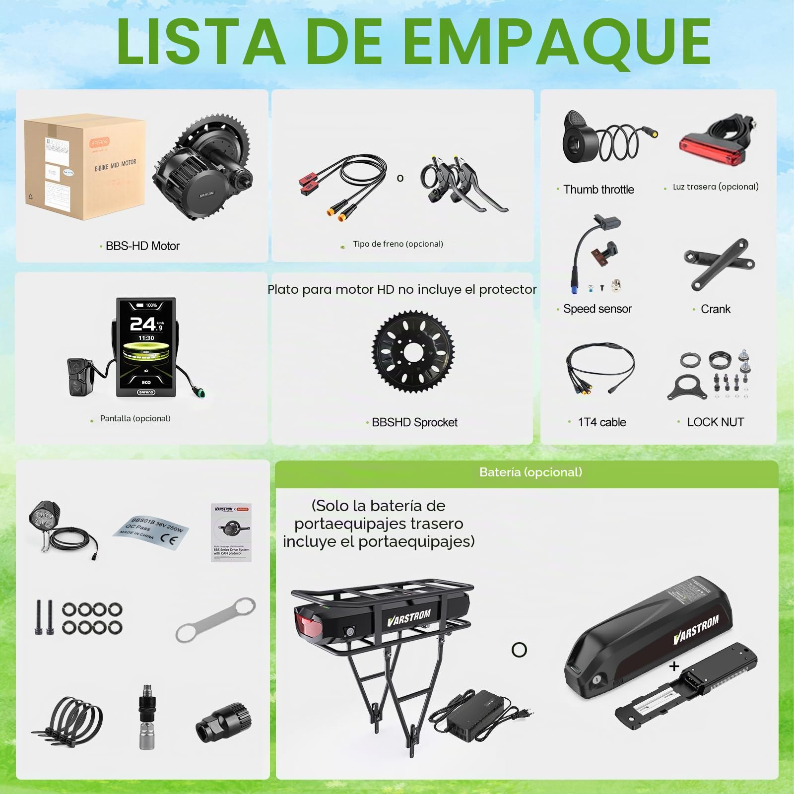 BAFANG Kit Conversion Bicicleta Eléctrica, Mid Motor BBS02B BBS02B BBS-HD | BAFANG Bicicleta Eléctrica DIY, 36V/48V/52V 250W Equipado con Pantalla LCD y Batería