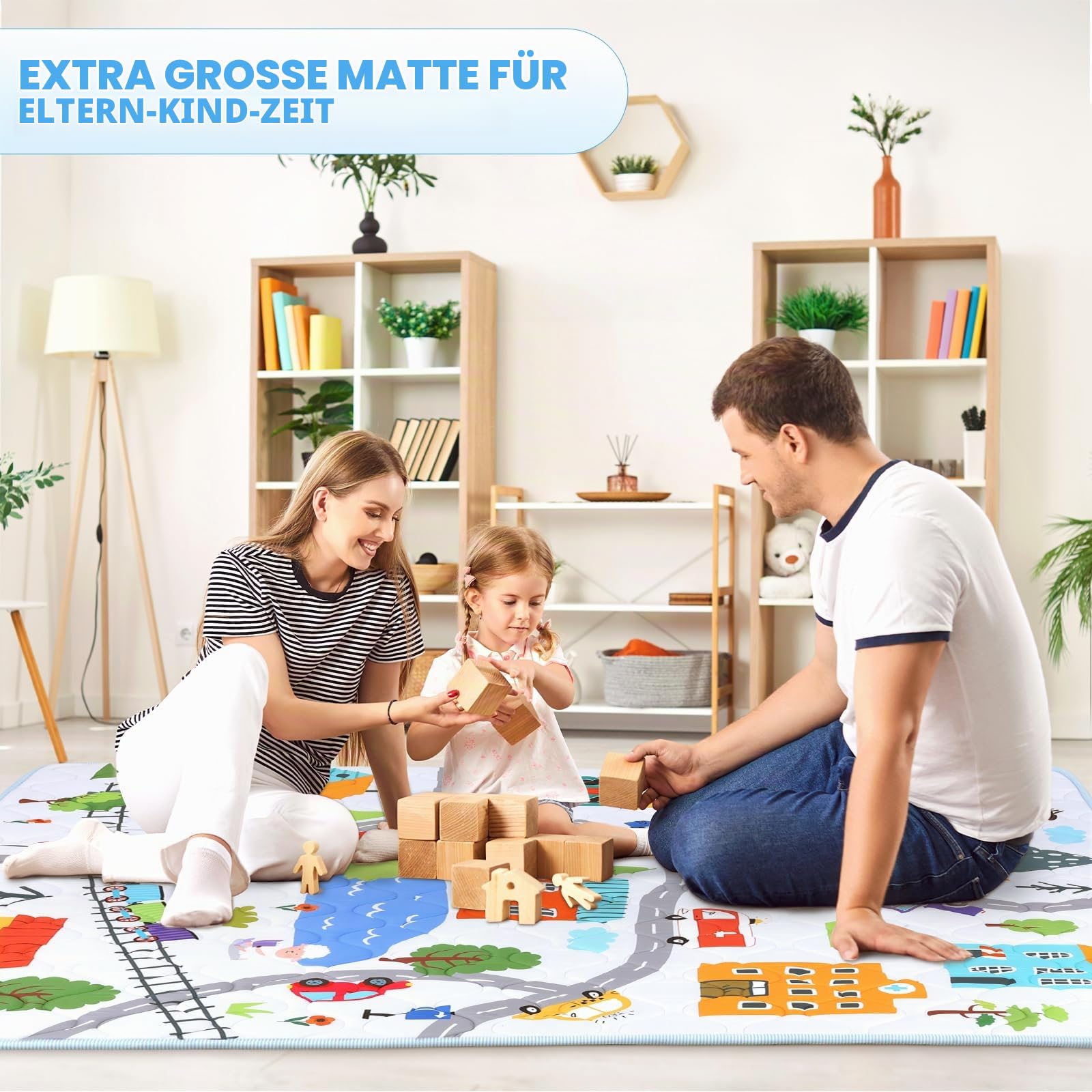 decalsweet Spielmatte 150×180cm mit Rutschfest, Extra Dicke 2cm Weiche Krabbelmatte, Faltbar Krabbeldecke Krabbelteppich für Indoor Outoor Zaun (Stadtverkehr)