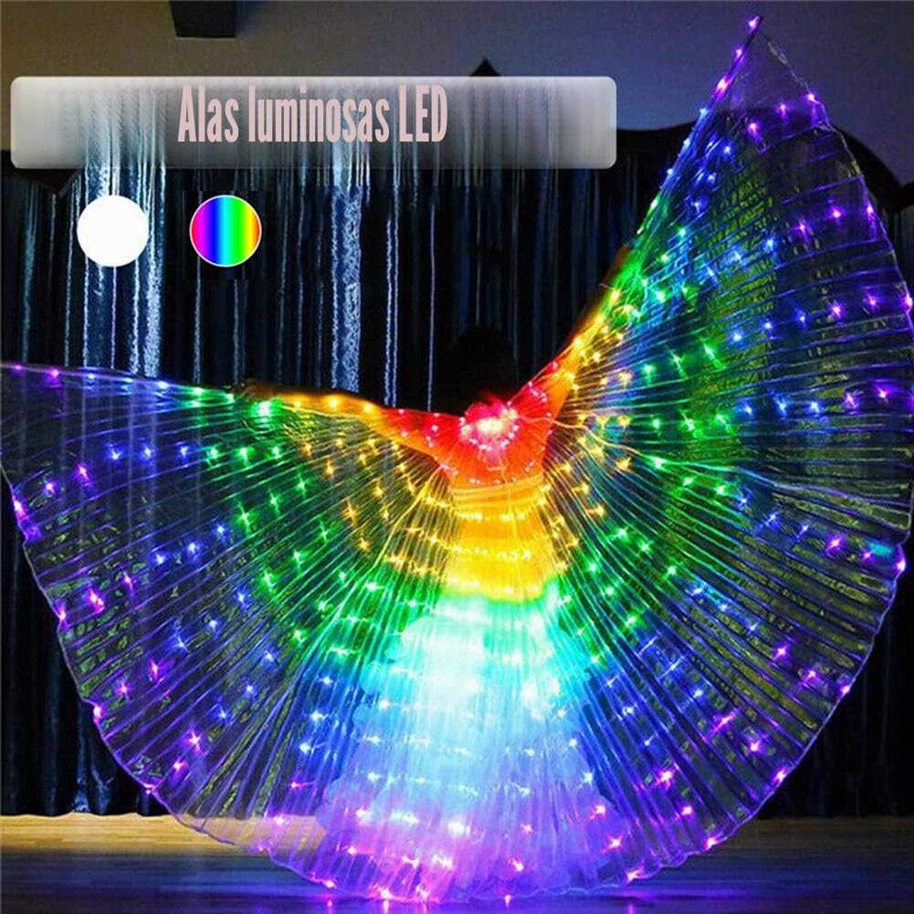 Alas LED de Mariposa para Adultos, LED ISIS Wings Glow Up Disfraces de Danza del Vientre con Palos, 360 Grados Rendimiento apoyos LED para Carnaval Halloween Accesorios de Escenario (Colorido)