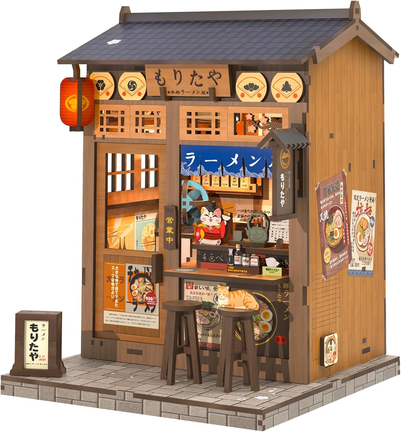 CUTEBEE Book Nook Kit - DIY Puppenhaus Miniatur Haus Selber Bauen mit Staubschutzhülle & LED-Licht | Erwachsene Bausatz für Bücherregal-Dekoration (Morita-Ya)