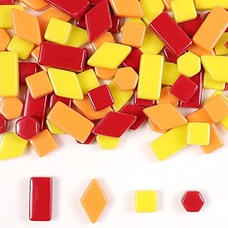 1 LB Mixed Shapes Glass Mosaic Tiles for Crafts Bulk, Colorful Opaque Re...