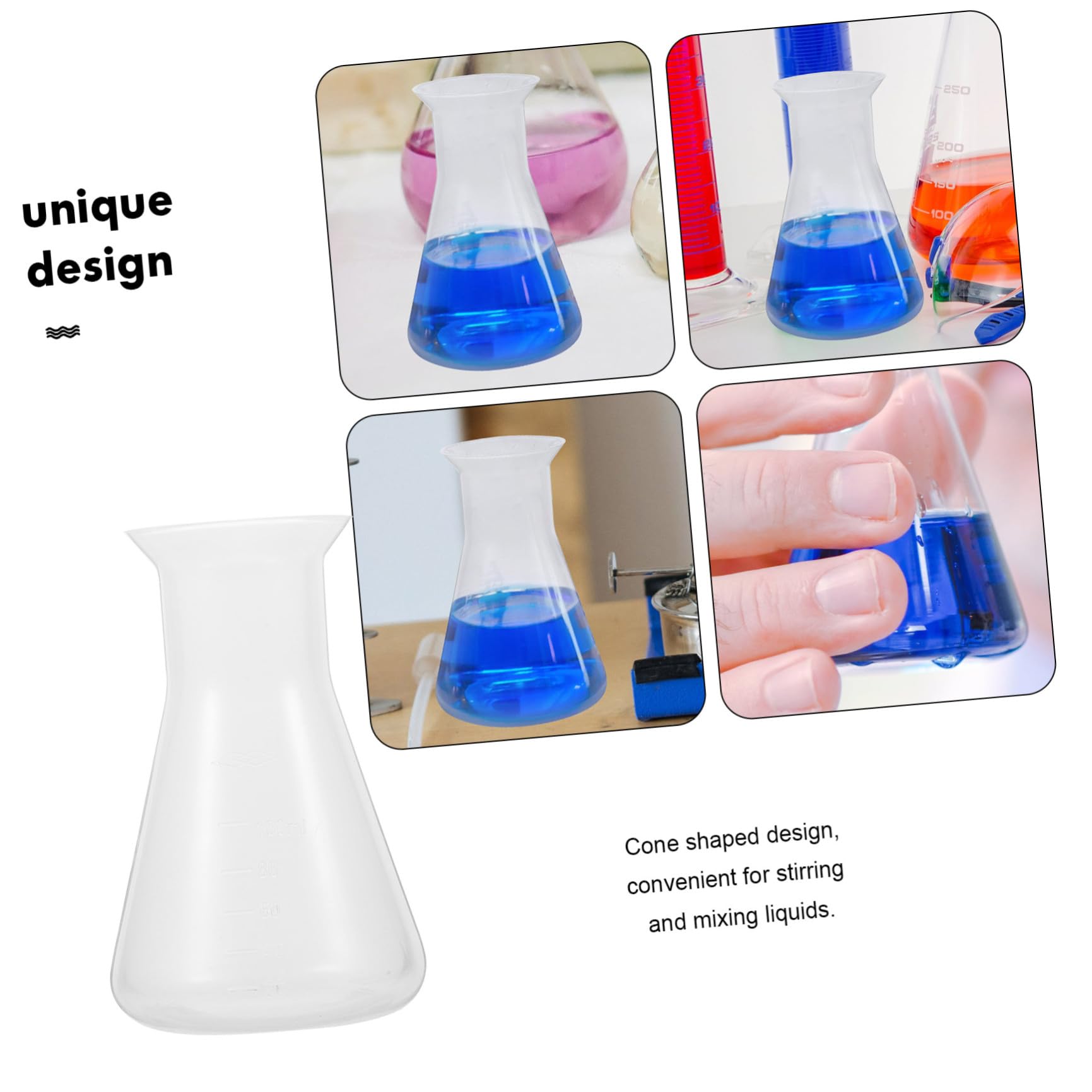 OUNONA 4 Sätze Laborkolben Zusammenklappbar Phiole Anti-flaschen Squeeze-flaschen Gießen Gerät Erlenmeyerkolben 100ml Messkolben Erlenmeyerkolben Aus Kunststoff Plastikflasche 6 Stück * 4