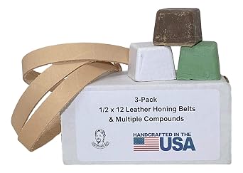 1/2" x 12" Leather Honing & Polishing Belt -Strop Fits Original Work Sharp Machine 3 Pack