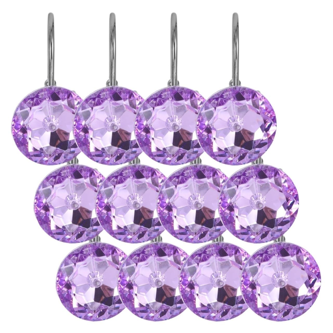Anillas para Cortinas 12 Ganchos for Cortina de Ducha | Anillos acrílicos de Metal grueso, varillas fáciles de deslizar, ajuste Universal for cortinas decorativas ligeras y pesadas