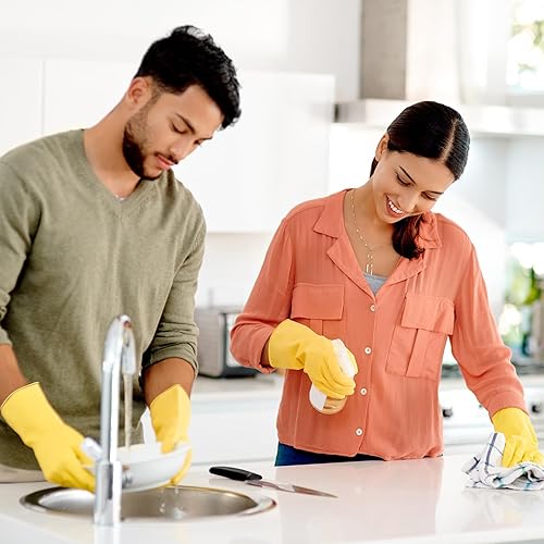 Miniatura 7 de Coopache Guantes largos de goma para lavar platos, resistentes y reutilizables, guantes de trabajo impermeables para hombres y mujeres