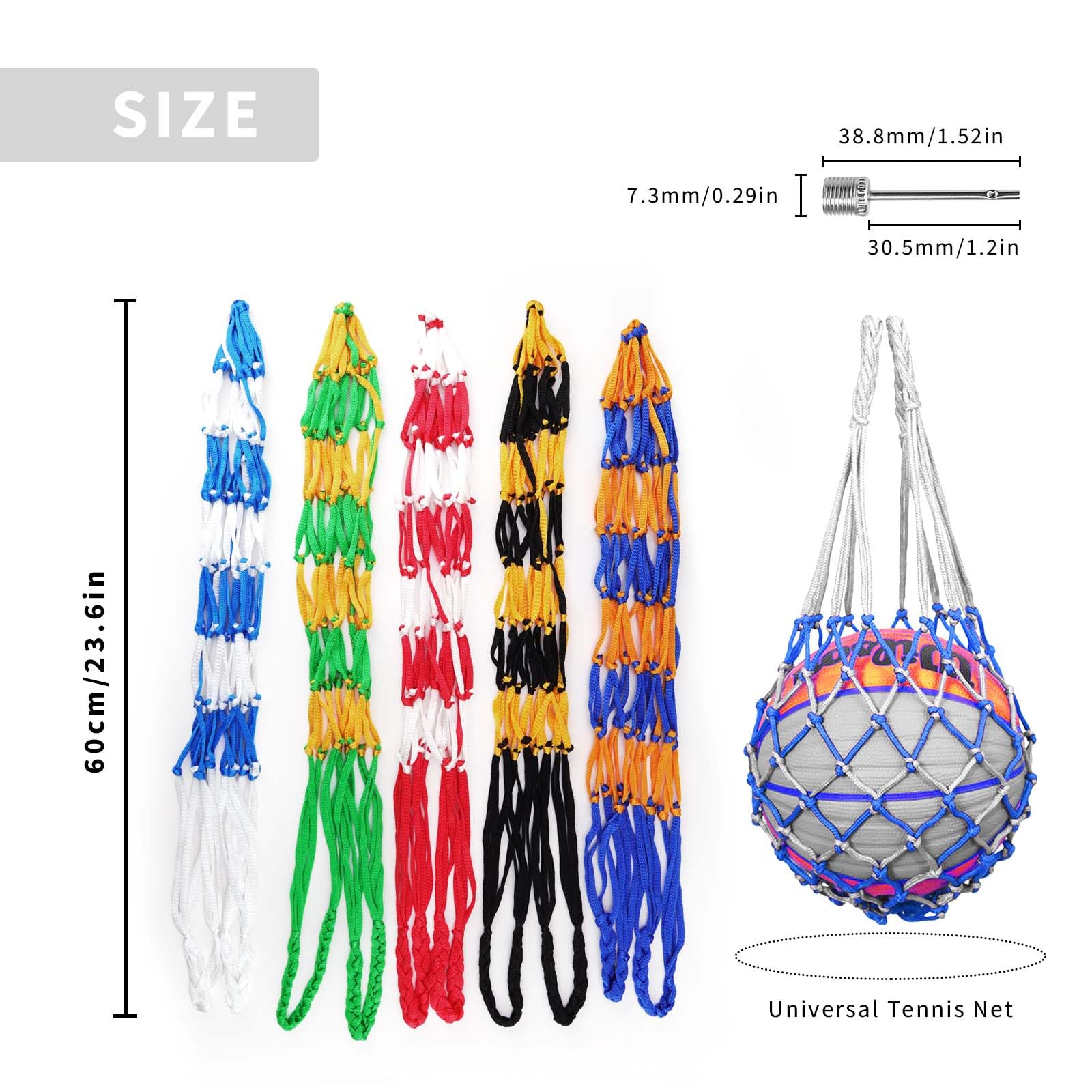 Rete Per Palloni 2 Pezzi - Sacca Con Rete E Aghi Gonfiabili, Per Calcio, Basket E Pallavolo - Foto 7