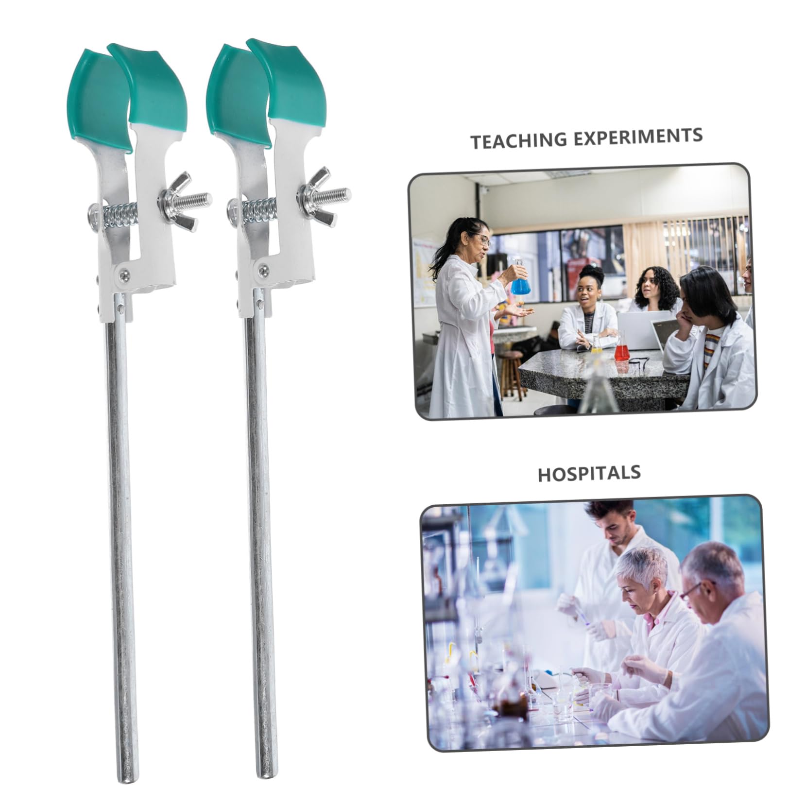 Zerodeko Morsetti per Laboratorio 3pezzi in Acciaio al Carbonio e Pvc Nero, Forma a Dito, Fissaggio Sicuro per Beaker e Flask, per Esperimenti Didattici e Laboratori Industriali