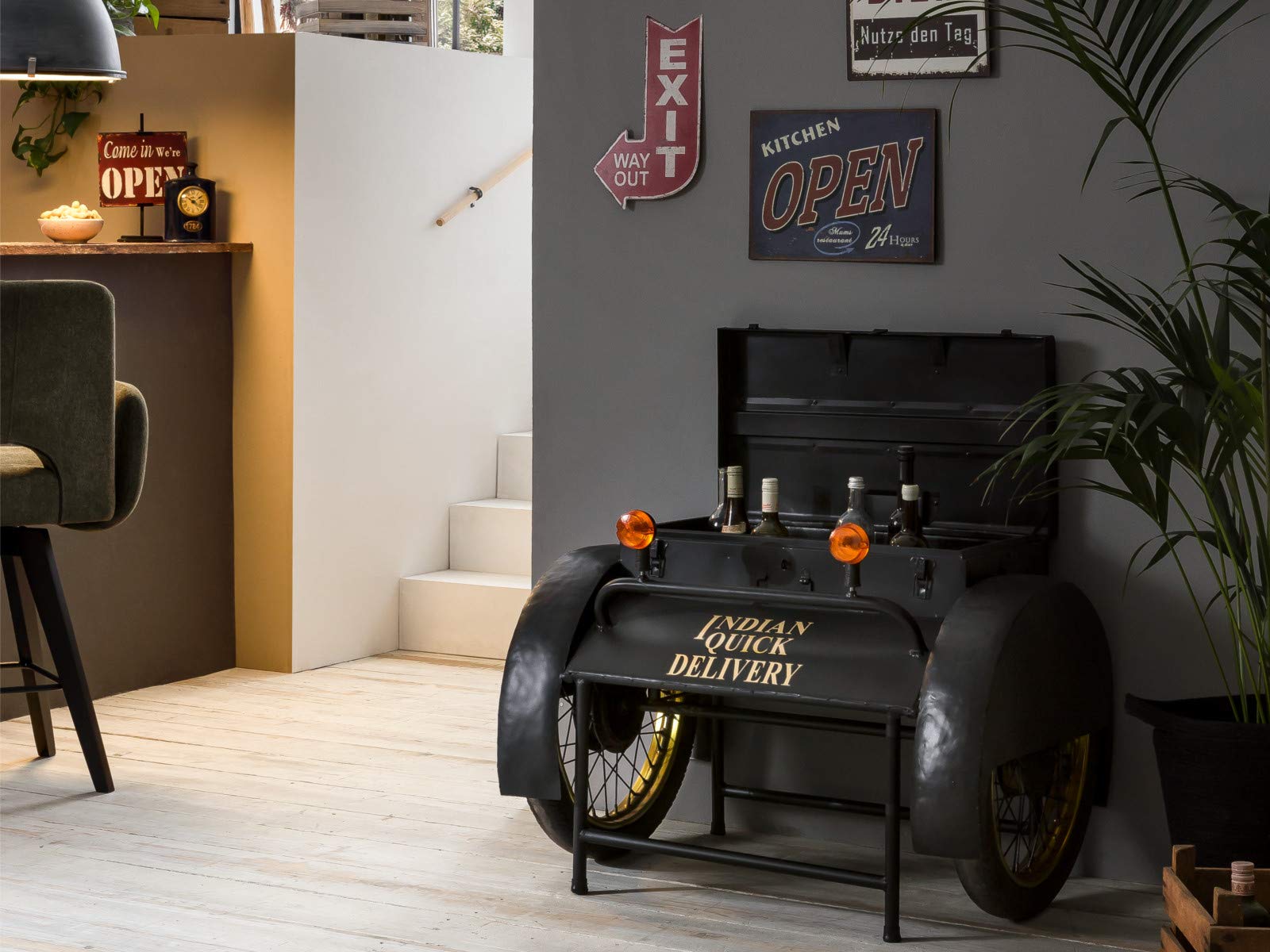 Woodkings® Bar Delivery Car Vintage Design Bartisch Barregal Barschrank Beistelltisch Weinregal Herrenzimmer Büro Partykeller