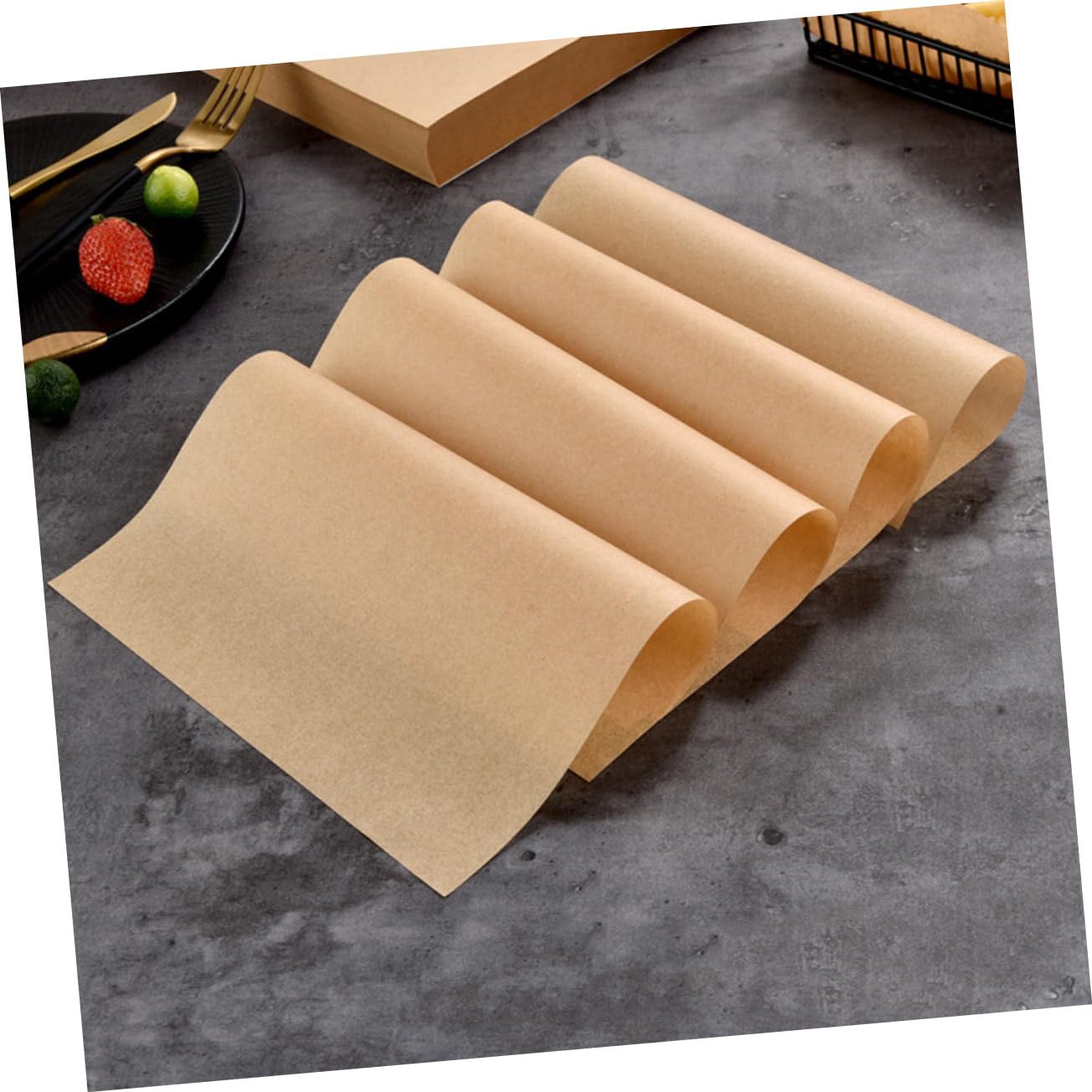 Papel para Hornear Antiadherente Prueba de Aceite 20x20 Cm, Papel Kraft Natural 40 G sin Blanquear, para Hamburguesas y Snacks, Accesorios de Cocina Ecológicos, Adecuado