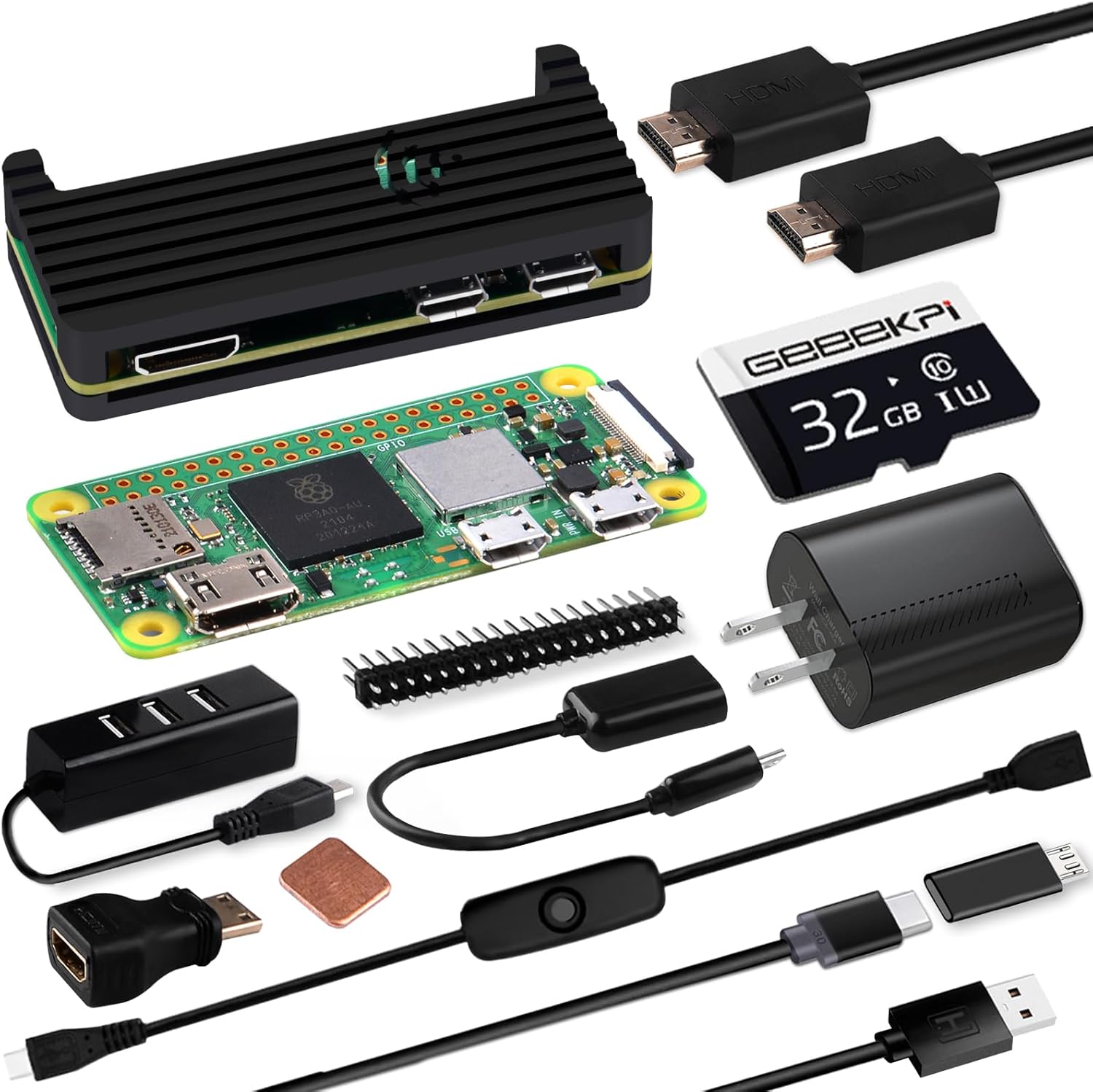 GeeekPi Raspberry Pi Zero 2 W Starter Kit RPi Zero 2 W Aluminum Case - 第 1/9 張圖片