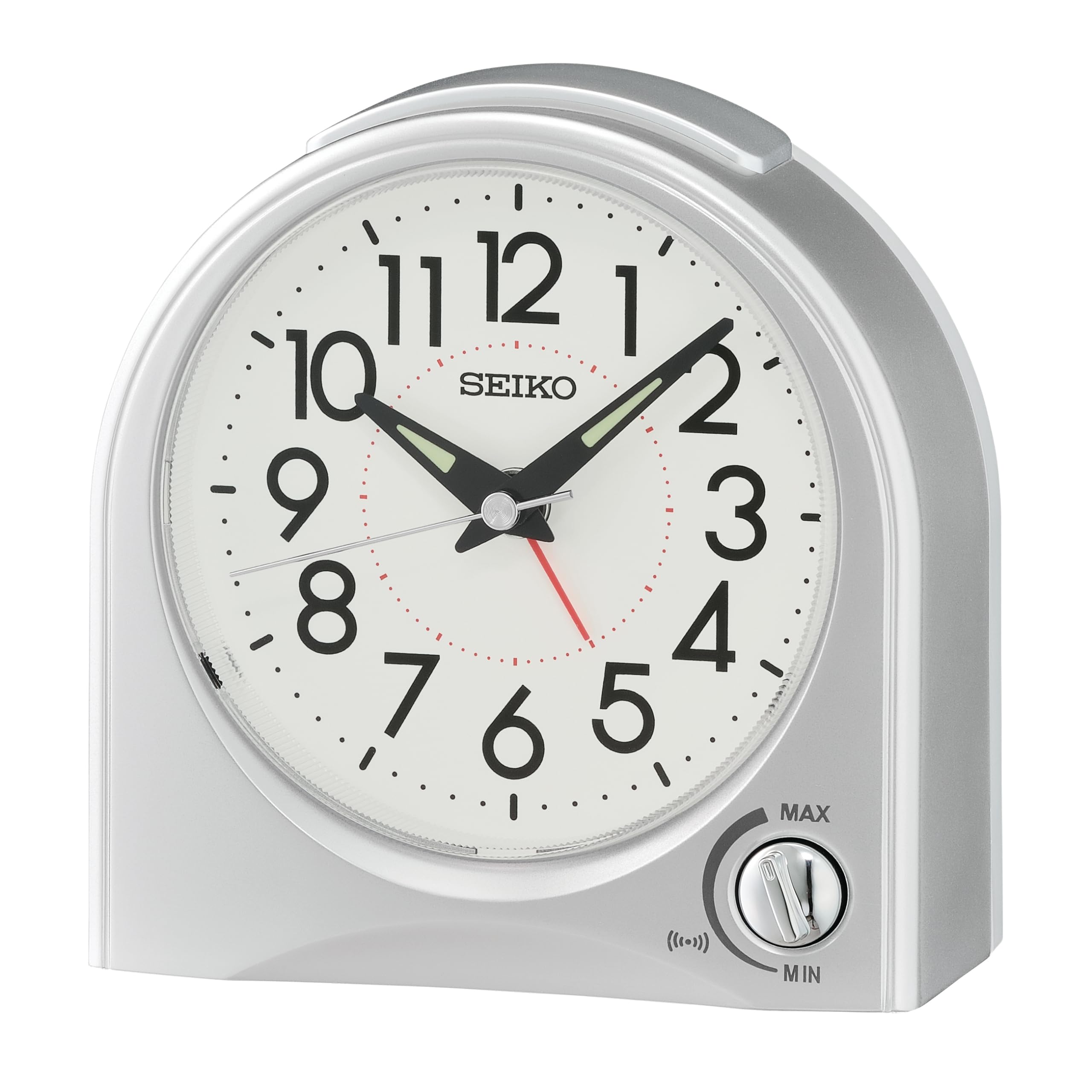 Maris Non Ticking Desk/Alarm Clock, Silver