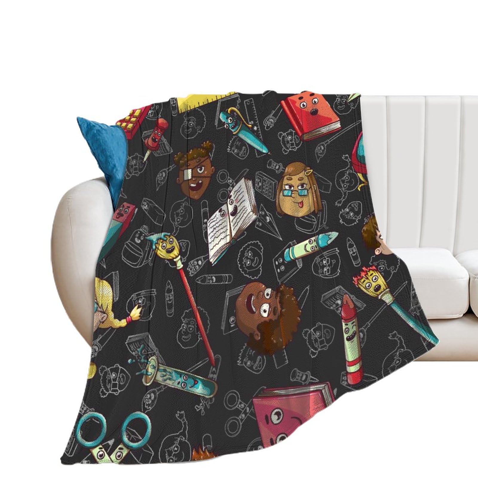 Couverture polaire en flanelle garçon plaid canapé lit bleu doux 100x130cm