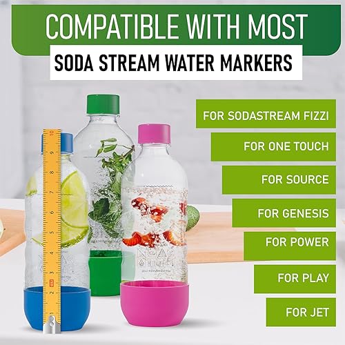 Miniatura 2 de Botellas de agua carbonatada de repuesto para SodaStream - 1 litro, sin BPA y a prueba de fugas (compatible con modelos Fizzi, One Touch, Jet,