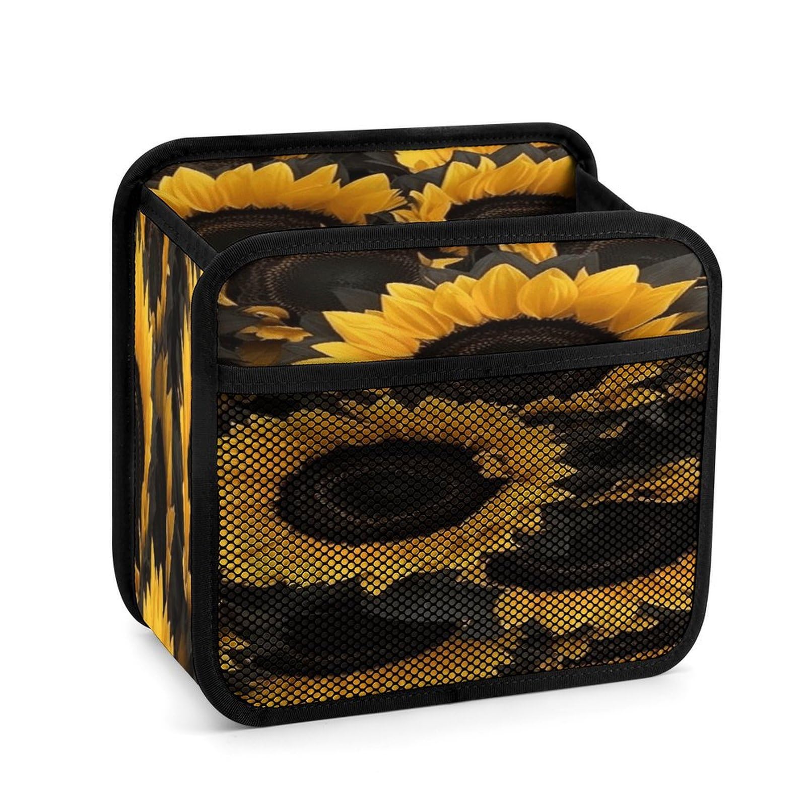 Btcowzrv Style A Bouquet Of Black Sunflowers Car Seat Back Organizer, Pu Leather Hanging Backseat Car Organizer With Elastic Mesh Pocket, Storage Bag For Most Vehicles
