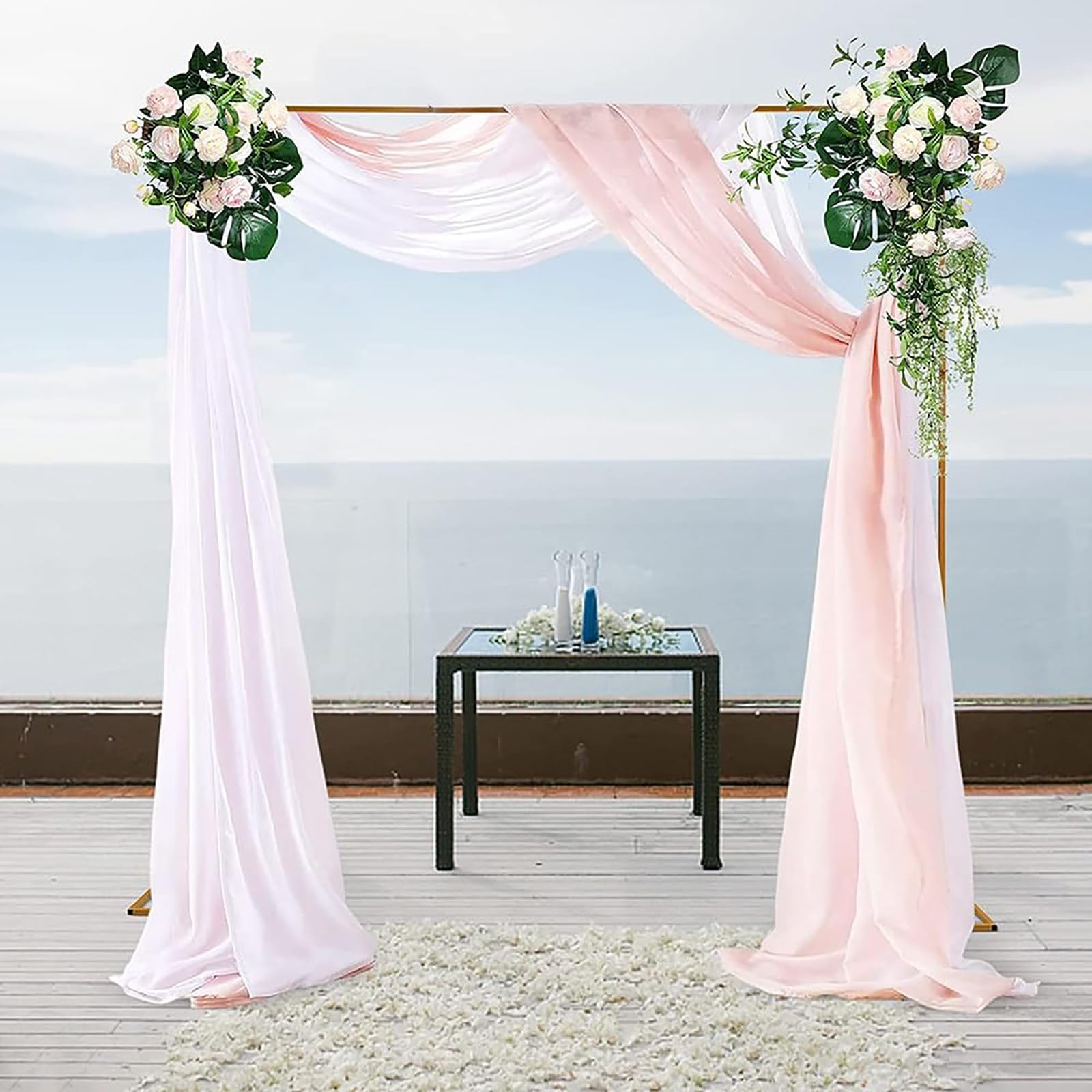 Arche De Mariage Carrée En Métal Doré - 2m X 1,5m - Charge Max 5 Kg - Pour Décoration Événement (Mariage, Anniversaire)